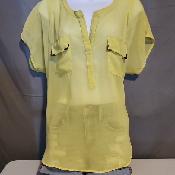 Live 4 Truth Tops - Live 4 Truth Yellow Cuffed Sleeve Polo Blouse